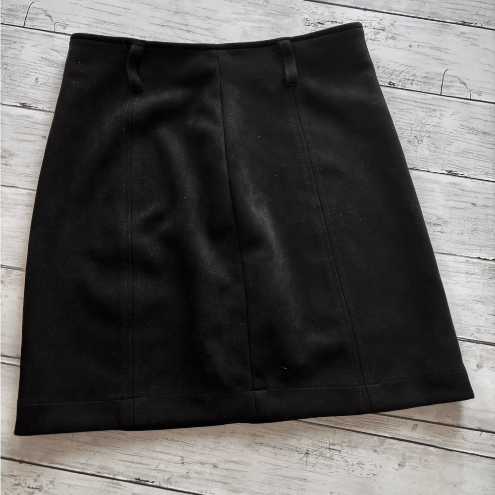 Haute Monde Black A-Line Above the Knee Soft Suede Feel Skirt
